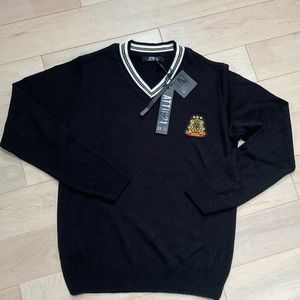 Attic 21 made in Italy black gold logo emblem sweater